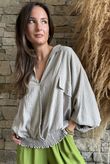 Basso Button Drape Batwing Shirt Earth
